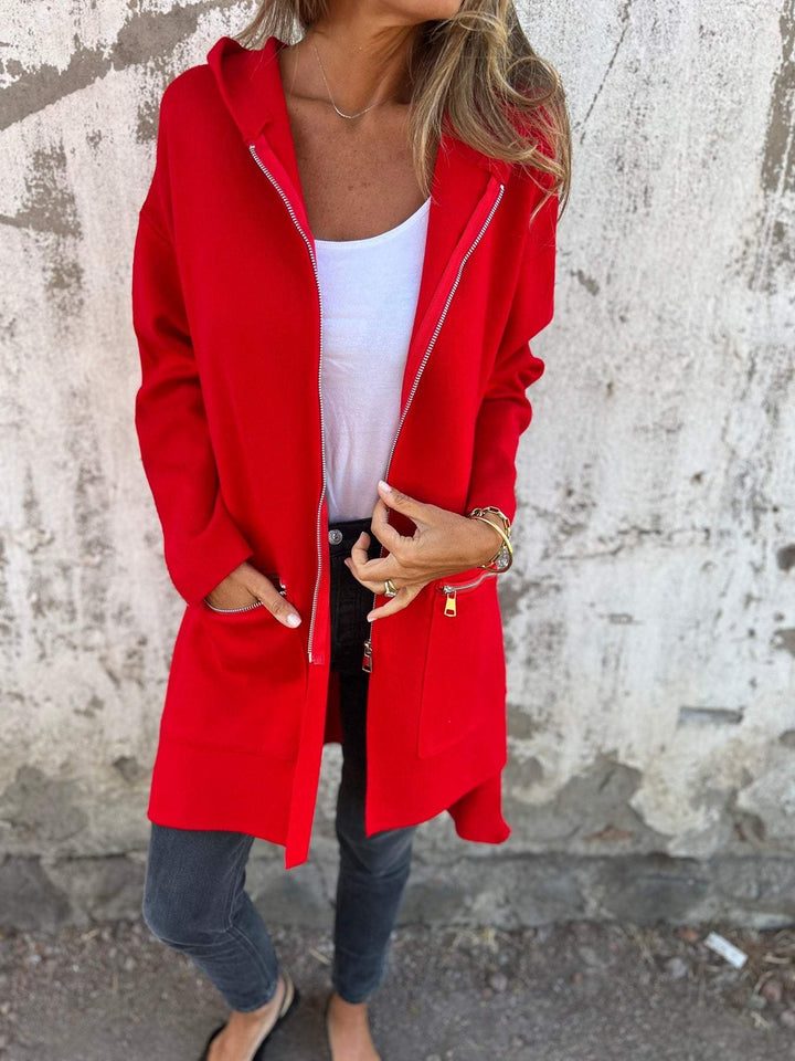 Camel Chic Longline Hoodie Cardigan