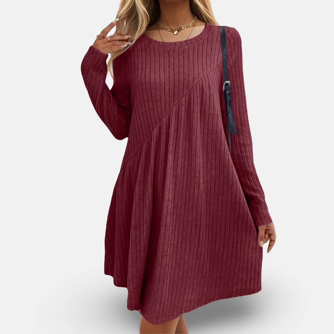 Cozy Ribbed A-Line Sweater Dress
