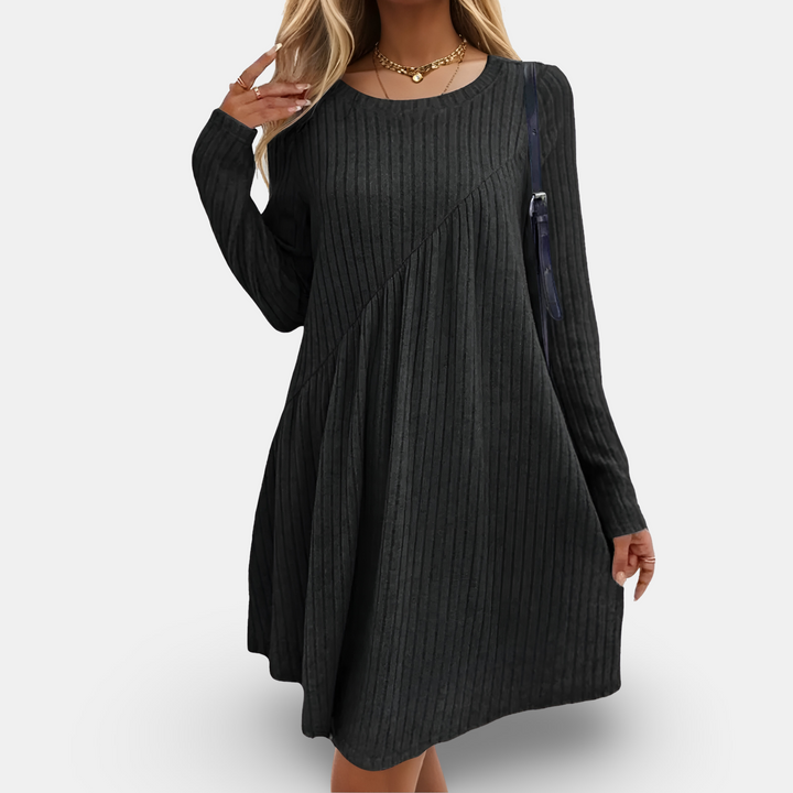 Cozy Ribbed A-Line Sweater Dress