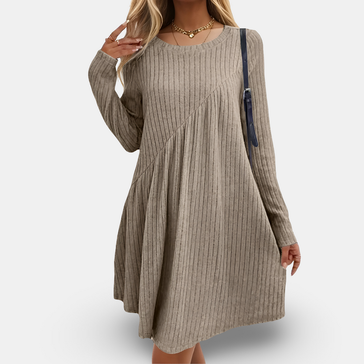 Cozy Ribbed A-Line Sweater Dress