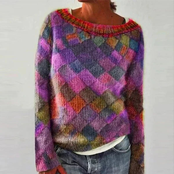 Aurora Patchwork Knit Sweater