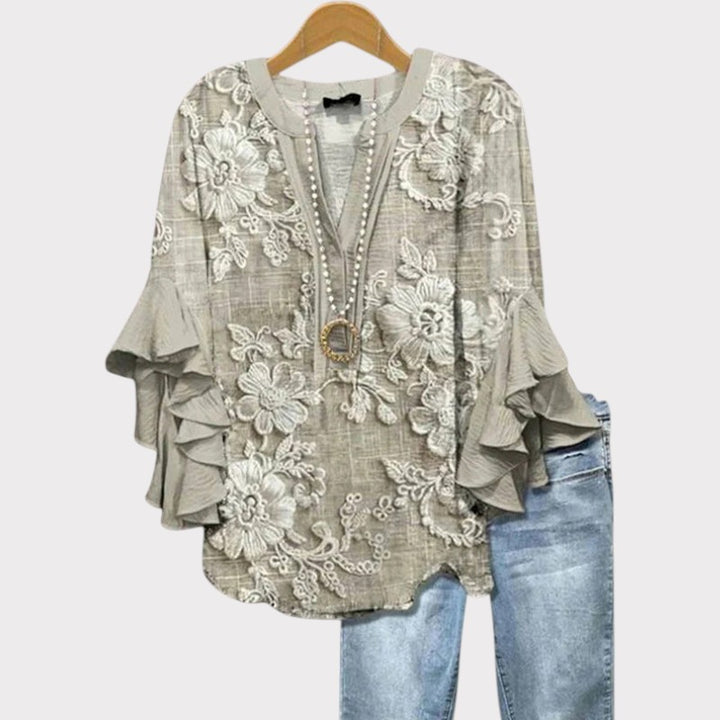 Ivory Bloom Ruffle Blouse