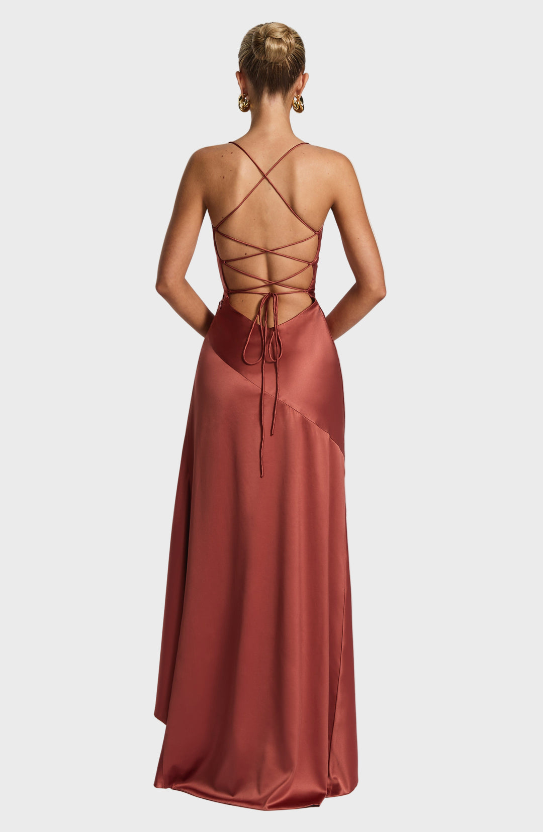 Scarlet Elegance Ruffle Maxi Dress
