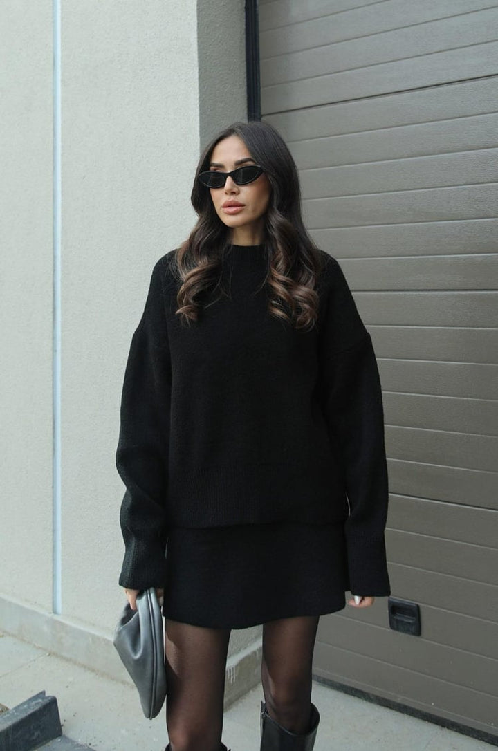 Bordeaux Chic Knit Sweater & Skirt Set