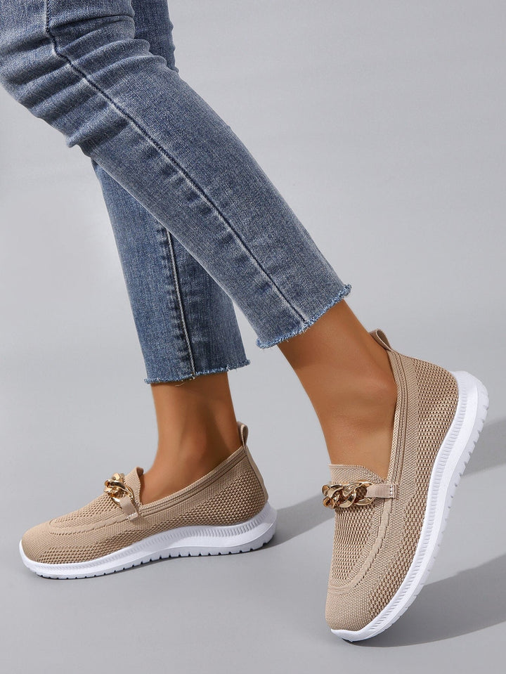 Chic Chain Accent Slip-Ons