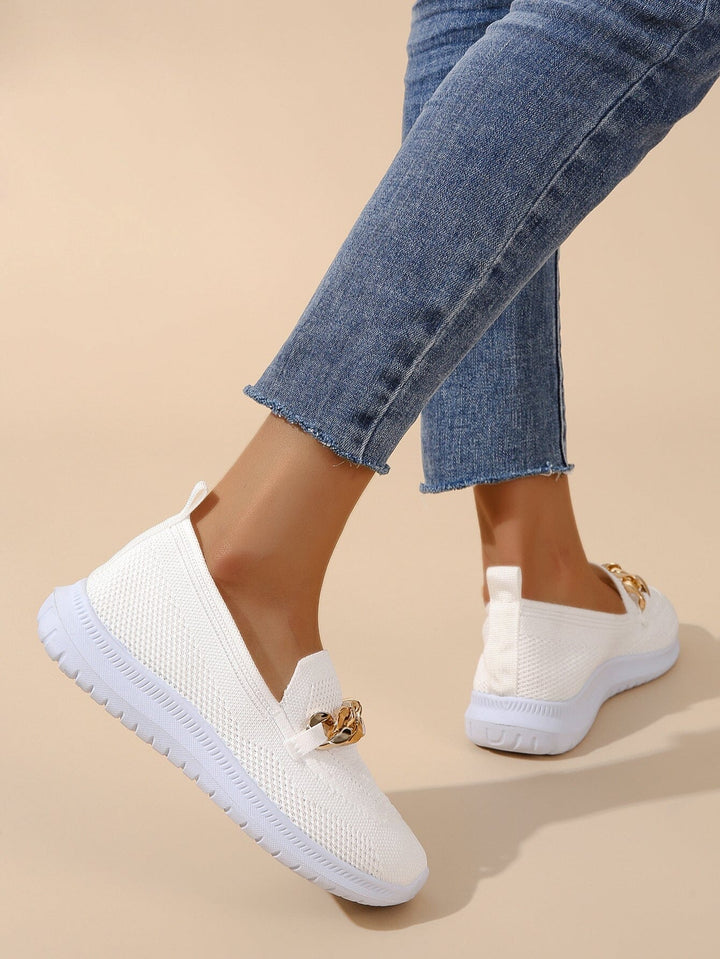 Chic Chain Accent Slip-Ons
