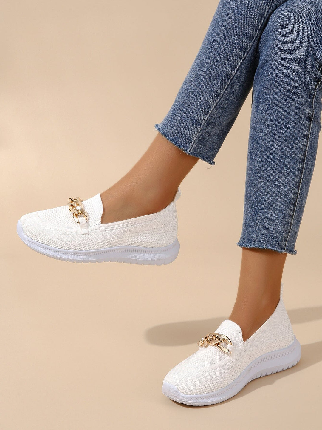 Chic Chain Accent Slip-Ons