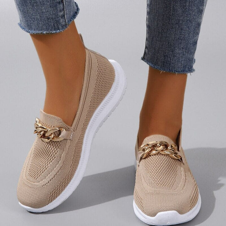 Chic Chain Accent Slip-Ons