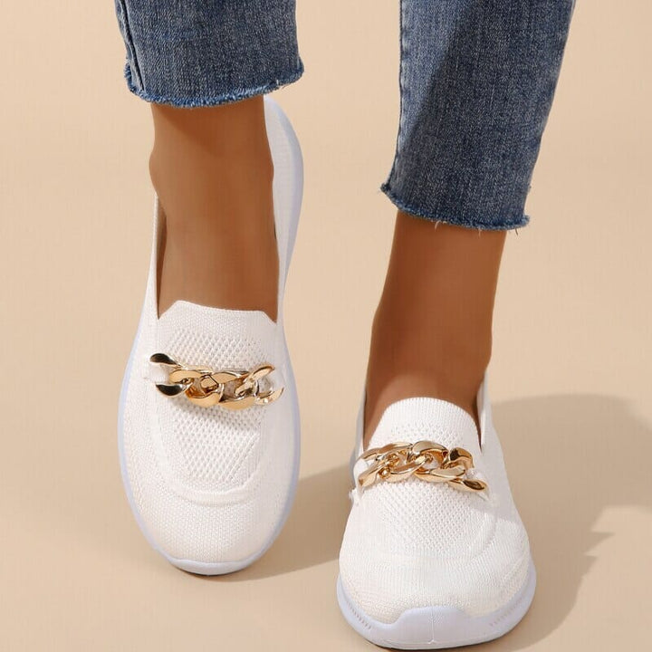 Chic Chain Accent Slip-Ons