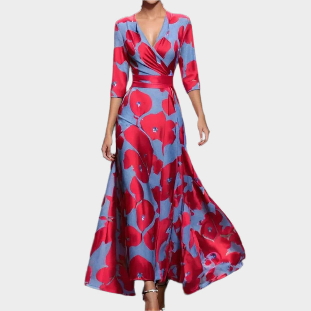 Midi Dress with High Waist and Relaxed Fit
