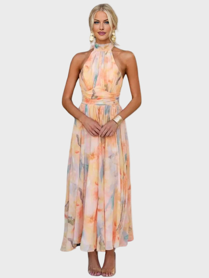 Sunset Mirage Halter Maxi Dress