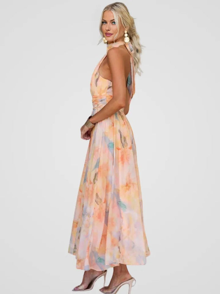 Sunset Mirage Halter Maxi Dress